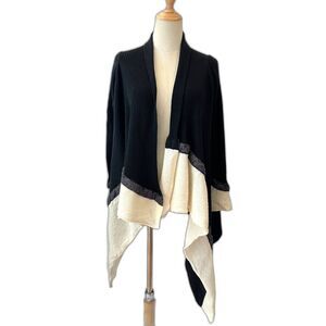 DikTons Barcelona Waterfall Cardigan Sweater Medium Merino Wool Black Cream